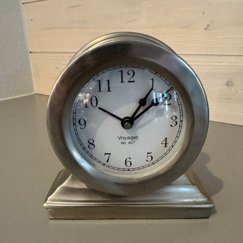 Pottery Barn Silver Table Clock - Silver Home Wall Decor